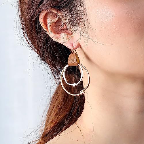 Boho Teardrop Earrings, Handmade Copper Bohemian Earrings, Dangle Antique Ethnic Jewelry for Women - color: Gold&Silvery