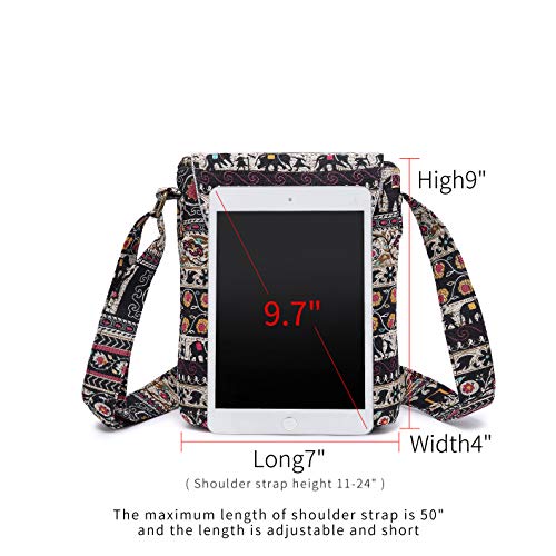 OPQRSTU Women's Retro Small Size Canvas Shoulder Bag Hippie Boho Crossbody Handbag - color: Brown