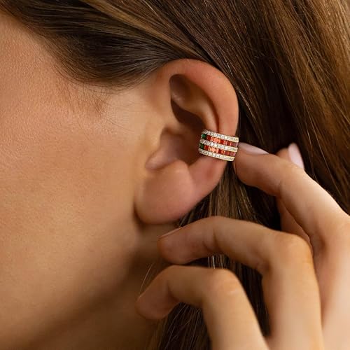 FETTERO Ear Cuff Earrings for Women Non Piercing 14K Gold Plated Ear Cuffs for Non Pierced Ears Clip on Cartilage Earring Ligthweight Fake Earrings | Single - style: 2Lines