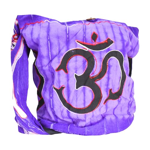Mandala Crafts Hippie Bag, Large Boho Hobo Purse for Women, Crossbody Shoulder Sling Bags for Indie Style Bohemian Accessory - style: Purple Om