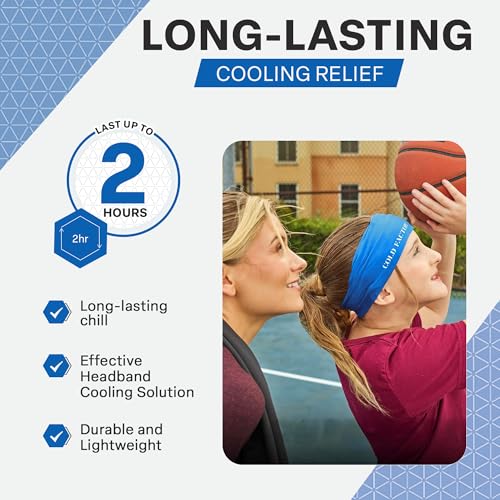 COLD FACTOR Cooling Headband for Women and Men – UPF 50+ Advanced Evaporative Comfort, Instant Cooling Sweatband for Outdoor Sports, Fitness, Yoga, Hiking, Running, and Workout - color: Blue