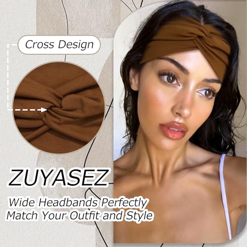 4 Pack Wide Leopard Print Headbands for Women Boho Twist Turban Headband Elastic Non Slip Workout Yoga Cross Hairband African Stretchy Hair Wrap Accessories - color: Leopard Print