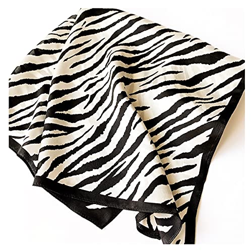 Aufeel Women's 100% Pure Mulberry Silk Small Square Scarf - Neckerchief Women - Silk Headscarf - 21" x 21" - color: Black Stripe