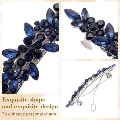 Joez Wonderful Rhinestone Hair Clip Sparkly Crystal Barrettes French Wedding Prom Engagement Pageant First Communion Hair Decorative Accessories for Women Bride Thick Long Hair (Blue, 1 Pcs) - color: Rhinestone Blue