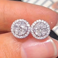 1pair Fashion Exquisite Inlay Shiny Zirconia Round Stud Earrings for Women Men Daily Casual Party Simple Earrings Accessories - color: Silvery