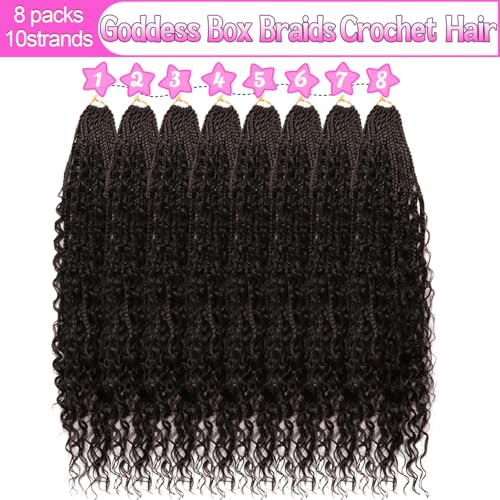 Goddess Boho Box Braids Crochet Hair-8 Packs 24 Inch Crochet Box Braids for Black Women Pre Looped (1B#, 24 Inch(Pack of 8)) - color: 1B#, size: 24 Inch (Pack of 8)