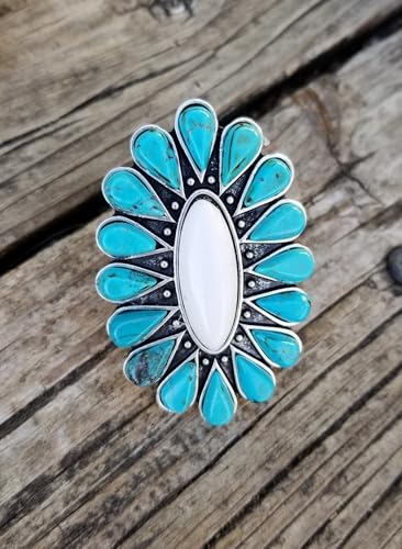 Turquoise Western Rings for Women Adjustable Country Rings Vintage Turquoise Open Ring Western Country Jewelry Gifts - style: Style3