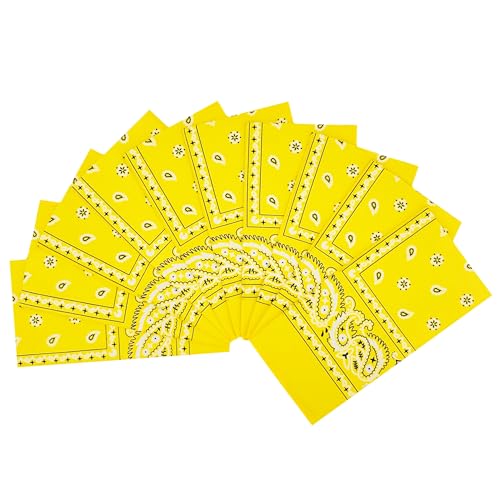 Vamqor 100% Cotton 10 Pack Fine Bandanas - color: Yellow