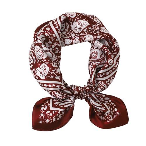STARWHISPER 100% Pure Mulberry Silk Square Scarf-27''x27 Lightweight Hair Scarves Headscarf Night Sleeping with Gift Packed - color: Burgundy Paisley