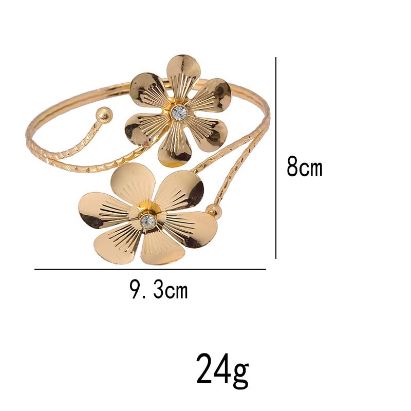 Pingyongchang Arm Cuff Upper Arm Band Cuff Bracelet Bangle for Women Silver Gold Boho Adjustable Flower Butterfly Sun Moon Armband Set Birthday Friendship Gift Holiday Beach Jewelry - style: C-Silver