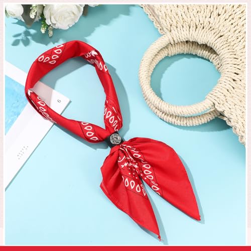 Bandanas Scarf with Leather Ring Floral Buckle Paisley Bandana Headwear Western Scarf Gifts for Women Men Halloween - color: Red