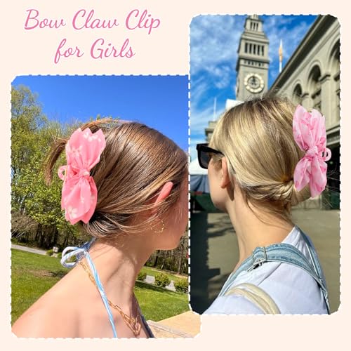 Bow Claw Clips Bow Hair Clips Pink 3PCS Big Hair Bows for Women Butterfly Styling Large Hair Clips for Thick Hair for Girls Hair Accessories for Women - color: 3PC-Pink