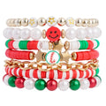 Colorful Heishi Surfer Bracelets Set for Women Stackable Clay Beaded Bracelets Disc Stretch Preppy Bracelets Smiley Face Friendship Bracelets Team Cheer Bulk Boho Summer Beach Jewelry Gift - color: Christmas Beads