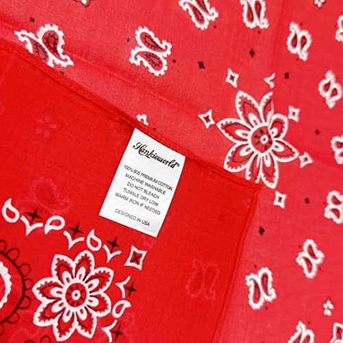 Bandanas Gift Set 12 Pack Soft Thin Handfeel Cotton Bandanna Scarf for men - color: Red