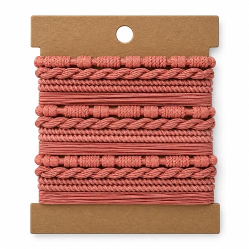Elm City Direct 12pcs Hair Tie Bracelets, Boho Hair Ties for Women, Elastic Hair Bands for Ponytails (Pink) - color: Pink