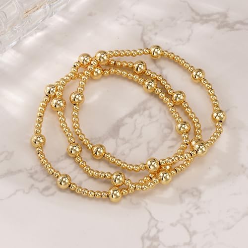 Gold Beaded Cross Bracelet for Women, 14K Plated Adjustable Stackable Dainty Bracelets, Non Tarnish Fashion Jewelry Set Gifts for Women Birthday Friendship - color: Colors-14