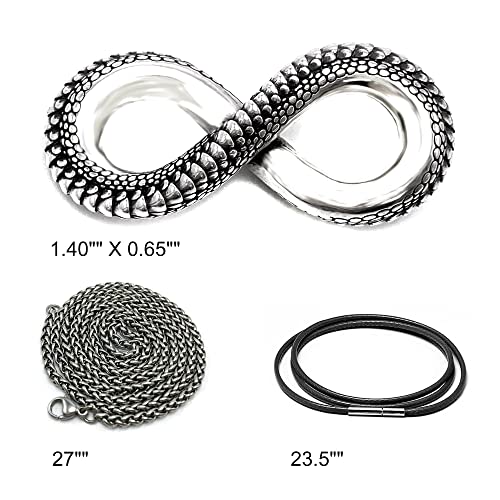 Infinity Necklace with Dragon Scales Design, Titanium Steel Pendant Gothic Punk Jewelry Gift for Him Men Women