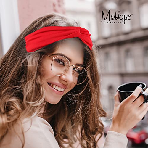Motique Accessories Red Solid Twist Turband Headwrap Hair Band for Women - color: Red