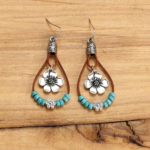 Boho Earrings for Women Trendy Gold Dangle Earrings Vintage Bohemian Indian Country Jewelry Gifts Boho Dress Chic Clothing - color: A6:boho flower earrings