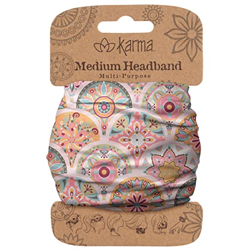 Karma Gifts Pink Medallion Headband for Women - Medium - Fabric Headband and Stretchy Hair Scarf - Pink - color: Pink Medallion, size: 1 Count (Pack of 1)