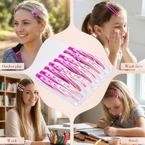 obeoby 40 Pcs Metal Snap Hair Clips, 2.36 Inch Hair Barrettes Easter Gifts Accessories for Women Girls, Pink Gifts Easter Basket Stuffers - color: Pink colors