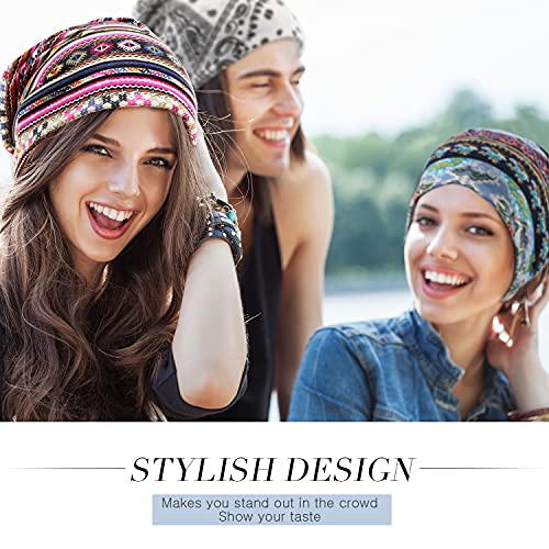 SATINIOR 5 Pieces Women's Slouchy Beanie Chemo Hat Stretch Cancer Head Wraps Sleep Head Scarf for Cancer Patient - color: Multicolor, style: Classic