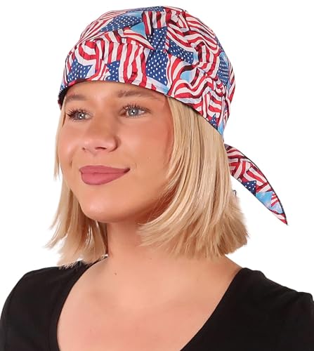 Sparkling EARTH - American Made Skull Caps Doo Rags Do Rag Durag Headwrap Head Wraps Skullies - Made in The USA! - color: Freedom in the Breeze (Usa Flag)