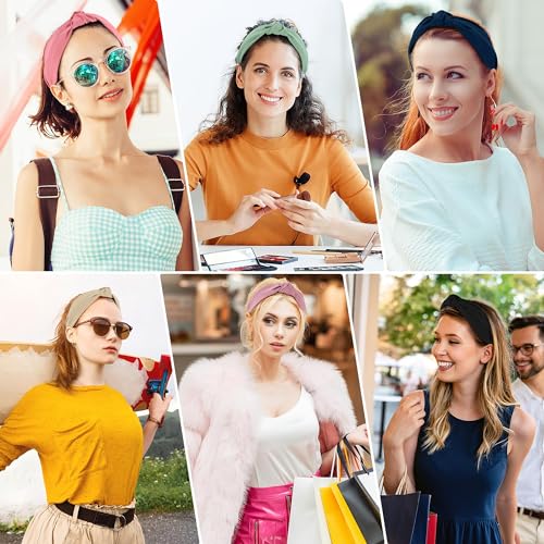 DiyJibb Headbands for Women Girls - 6PCS Stylish Top Knotted Headbands - Knotted Headband for Women - Head Bands Wide Hairband Hair Accessories - color: black，dark green，green，light pink，pink，apricot