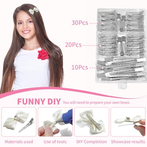 Mia Klein Metal Hair Clips For Women Styling 60-Piece Set | Silver Duckbill Clips with Storage Box | 3 Sizes (3.5"/1.81"/1.77") for Hair Styling, Roller Setting, Salon Use & DIY Crafts