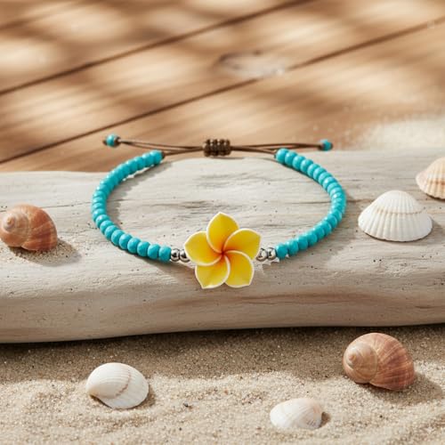 Anklets for Women, Handmade Colorful Beaded Adjustable Gemstone Anklet, Colorful Small Beads Hippie Foot Jewelry, Ankle Bracelet, Boho Style Waterproof, Gift Set with Box & Ribbon - color: Blue