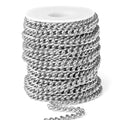 16.5 FT Stainless Steel Curb Chain Roll, 7mm 304 Stainless Steel Flat Twisted Links Curb Chains Bulk Spool for Jewelry Making Necklace DIY Craft - color: Stainless Steel, size: 7.0mm width