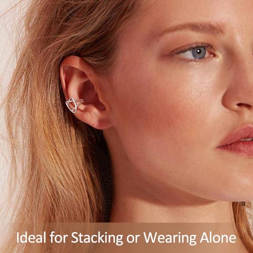 ChicSilver 925 Sterling Silver Ear Cuffs Non-Piercing Cartilage Earrings: Various Styles, Conch Cuffs (with Gift Box) - style: K: Star Cuff