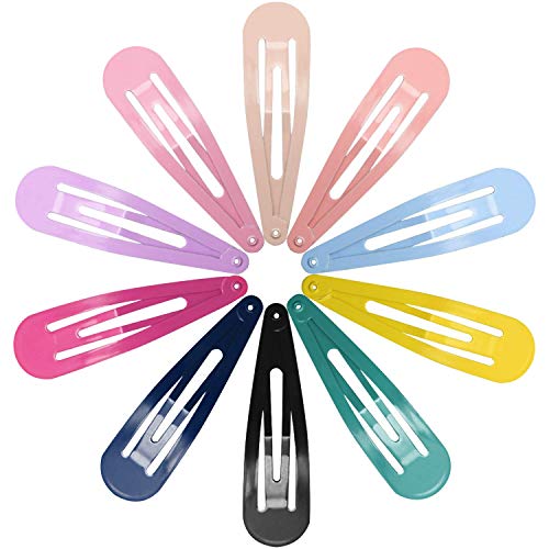 Snap Hair Clips for Women Girls, Funtopia 40 Pcs 7cm / 2.8 Inch Long No Slip Metal Hair Clips, Large Snap Hair Barrettes Hairpins for Thick Hair (Mixed color) - color: a.Multi-colored