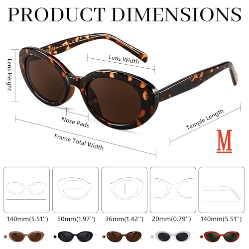 FEISEDY Sunglasses Womens, Retro Oval Cateye Sun Glasses Men, Small 90s Style B4128 - color: Tortoise