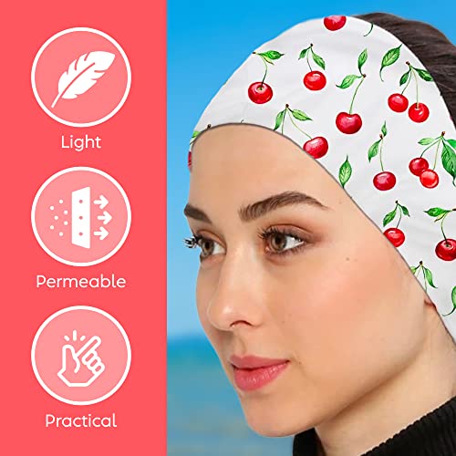 dscarf Womens Neck Scarf 21"x21" Small Square | Headband Scarf Ethnic Bandana Head Scarf Flowering Breathable Lightweight - color: Cherry Design 1