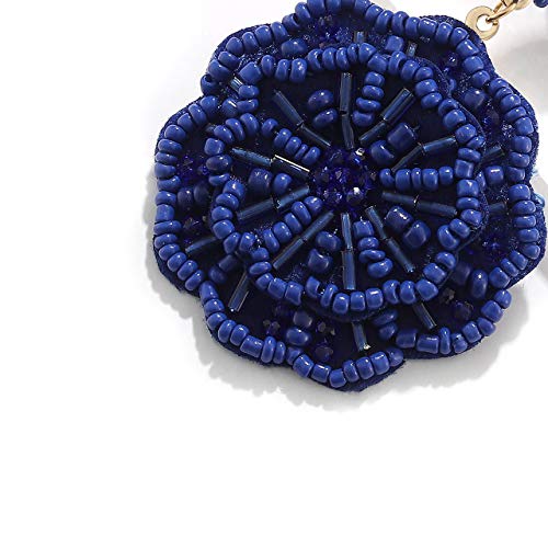 Statement Beaded Drop Earrings for Women Layered Bead Dangle Earrings - color: Blue