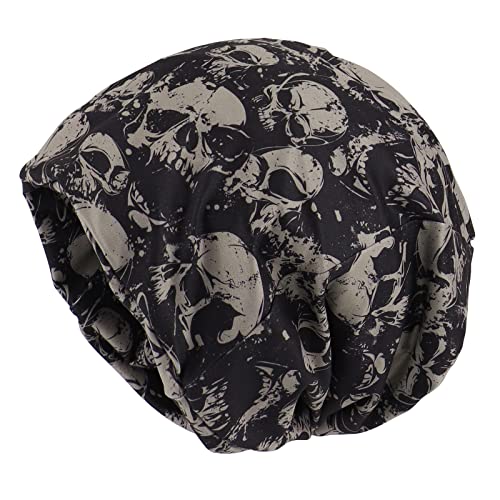 KAKU NANU Women Turban Chemo Beanies Pre Tied Caps Baggy Slouchy Headwear Sleep Scarf - color: Skulls