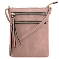 DELUXITY Crossbody Purse Bag Shoulder Bag Multi Pocket Zipper Purse - color: Mauve