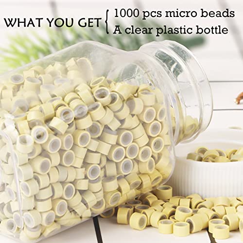 NIACONN 1000pcs 5 mm Tinsel Hair Extensions Beads, Silicone Lined Ring Micro Link I-tip Beads for Hair Extension - Blonde - color: Blonde, size: 5mm
