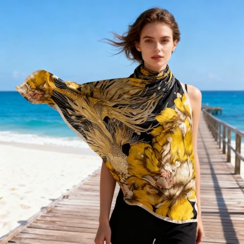 K-Elewon Large Square Scarf 43" Silk Scarf Fashion Scarves Silk Feeling Hair Wrapping Scarfs Night Sleeping Headscarf - color: Vb13
