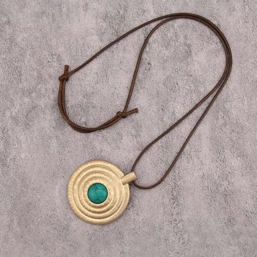 JAOYU Boho Necklace for Women Large Pendant Necklace Boho Long Choker Leather Gold Necklace Vintage Earthy Jewelry Trendy - style: Bohemian Style Necklace