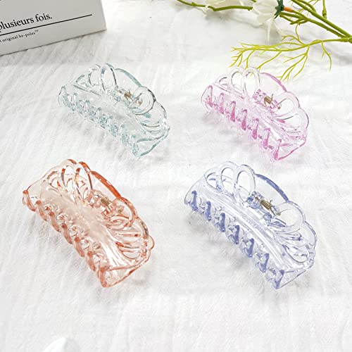 Bphne 4 Pack Clear Hair Clips for Women – 3.5 Inch Butterfly Banana Clips, Non Slip Strong Hold Jaw Clamps, Transparent Hair Clips for Thick or Thin Hair