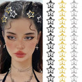 Star Hair Clips 2000s Y2K Snap Hair Barrettes Non Slip Star Hair Accessories Black Gold Silver Metal Hair Clips for Girls Women -30 PCS 1.18" - color: 30 P -1.18"-black,gold,silver