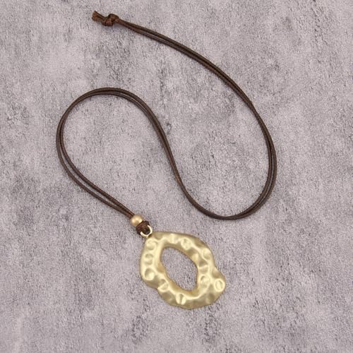 Boho Necklaces for Women Chunky Circle Necklace Layered Boho Circle Leather Choker Necklace Long Vintage Necklaces Bohemian Jewlery Gifts - style: Bohemian Necklace