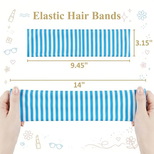 Waliah 6Pcs Striped Headbands for Women Wide Headbands for Women Non Slip Head Bands Women's Trendy Hair Accessories - color: Striped