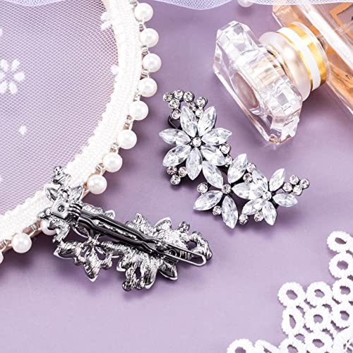PAGOW Crystal Flower Bridal Hair Clips, 4Pcs Silver, Elegant Hair Accessories for Women, Girls, Brides, Wedding, Party - color: Silver 4pcs