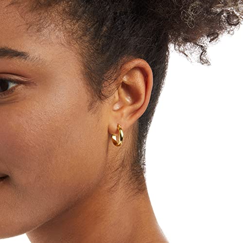 Amazon Essentials 14K Gold or Sterling Silver Plated Polished Dome Hoop - color: Yellow Gold, size: 15 mm
