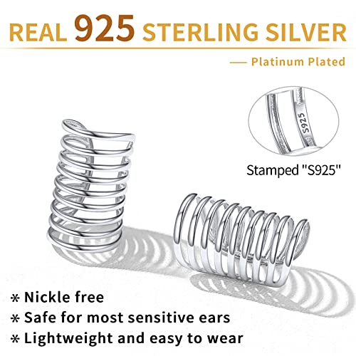 ChicSilver 925 Sterling Silver Ear Cuff Earrings Non Piercing Clip on Cartilage Cuff Earrings for Women - style: E: Multi Lines