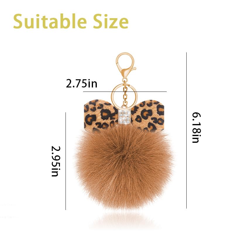 Leopard Faux Fur Keychain for Purse Charms for Handbags Leopard Plush Key Chain for Car Keys - color: Color 4