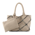 Woven Bag for Women, Large Neoprene Tote Bag Summer Beach Handbag Purse Retro Handmade Travel Shoulder Bag Set - color: Apricot-b